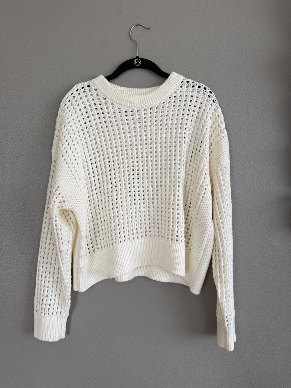 Old Navy Cream Open-Weave Crewneck Sweater